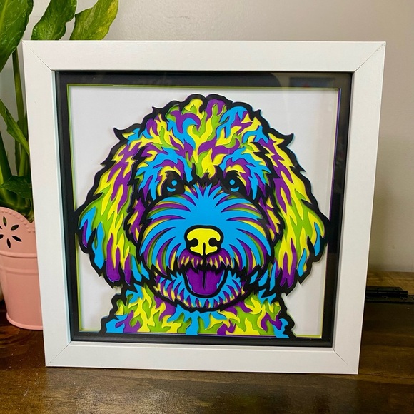 3D Labradoodle Multicolor Shadowbox - Picture 5 of 9